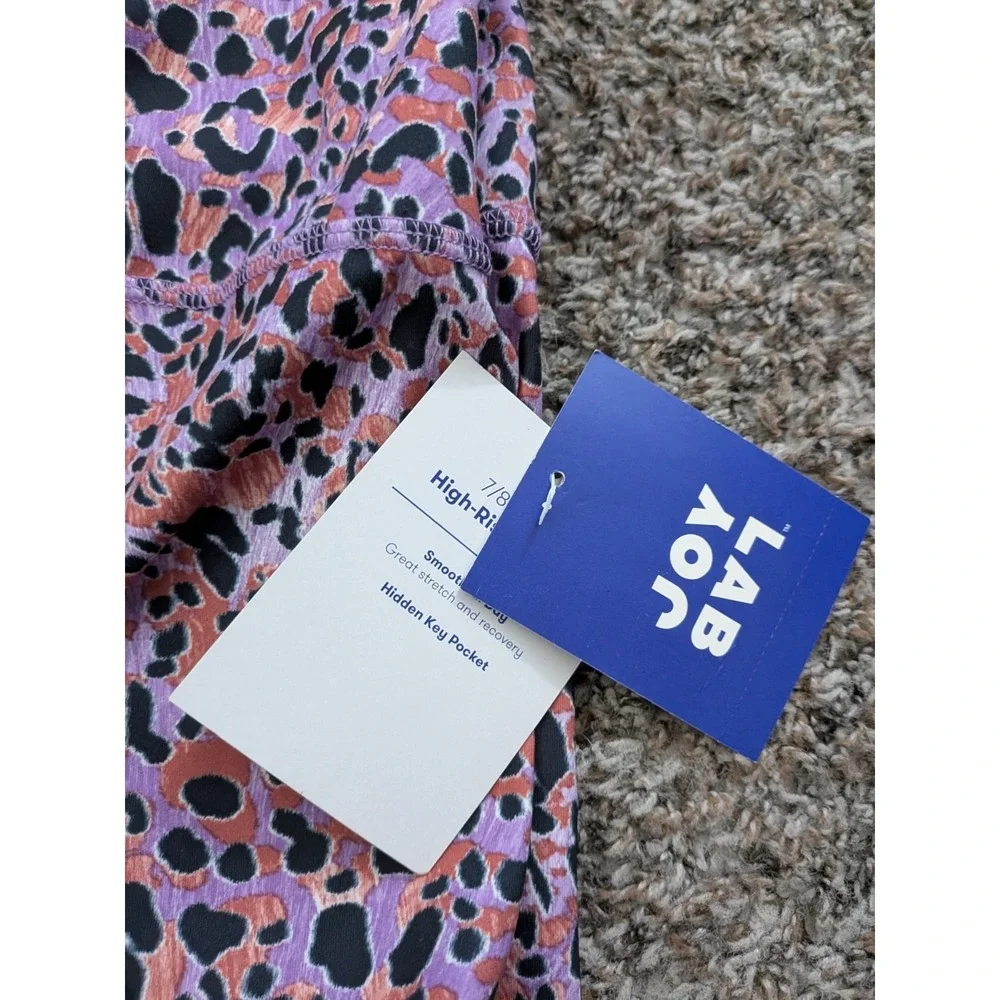 JoyLab High Rise 7/8 Tights Pink Animal Print XL NWT‎ Yoga Running Pant - Picture 4 of 9
